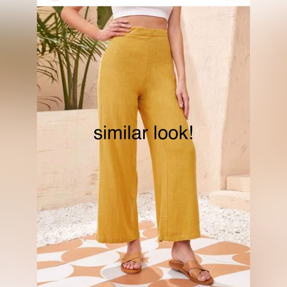 Linen wide leg high waist cropped pants - Picture 4 of 4